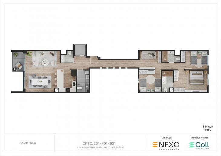 Plano del modelo TIPO B del proyecto Vive 20 II en San Borja