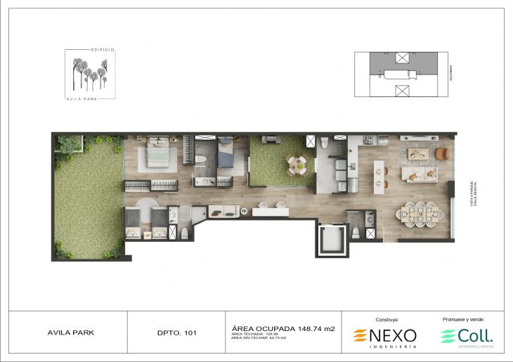 Plano del modelo X01 del proyecto Ávila Park en Santiago De Surco