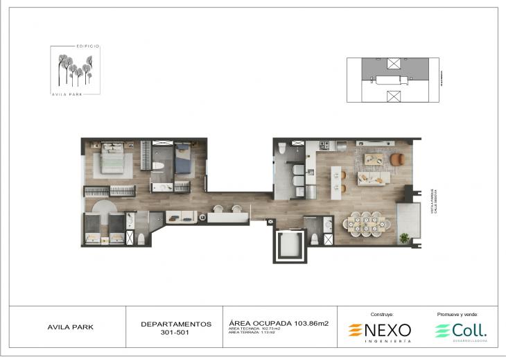 Plano del modelo X04 del proyecto Ávila Park en Santiago De Surco
