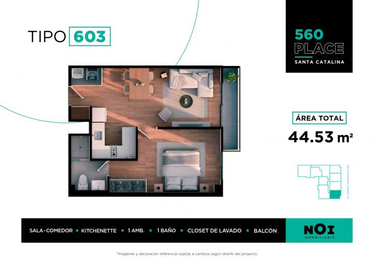 Plano del modelo X603 del proyecto 560 Place en La Victoria