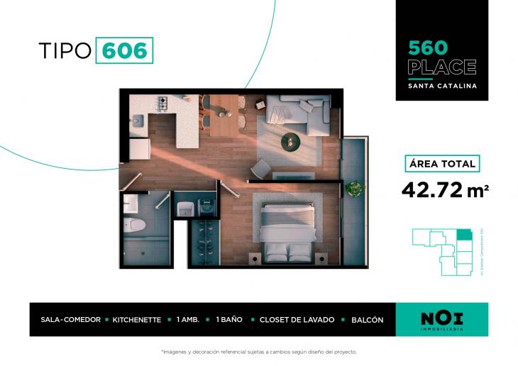 Plano del modelo X606 del proyecto 560 Place en La Victoria