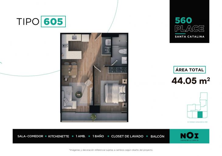 Plano del modelo X605 del proyecto 560 Place en La Victoria