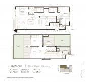 Plano del modelo TIPO 1 del proyecto SEIKA en San Borja