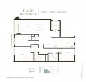 Plano del modelo TIPO 2 del proyecto EIKO en San Borja