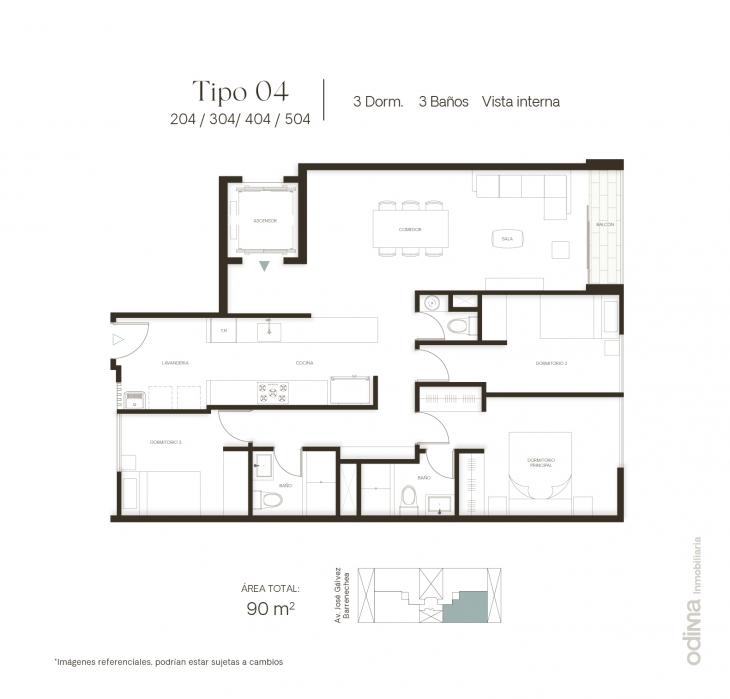 Plano del modelo TIPO 4 del proyecto EIKO en San Borja