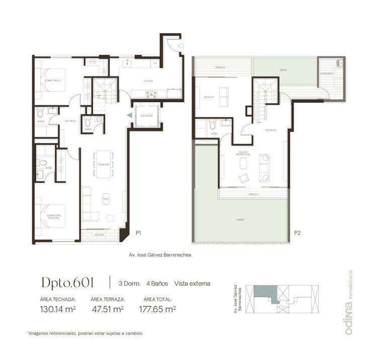 Plano del modelo TIPO 1 del proyecto EIKO en San Borja