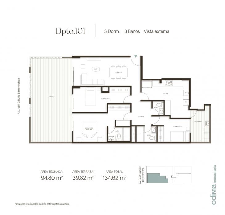 Plano del modelo TIPO P1 del proyecto EIKO en San Borja