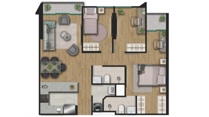 Plano del modelo TIPO 7 del proyecto Natural Urban en San Miguel