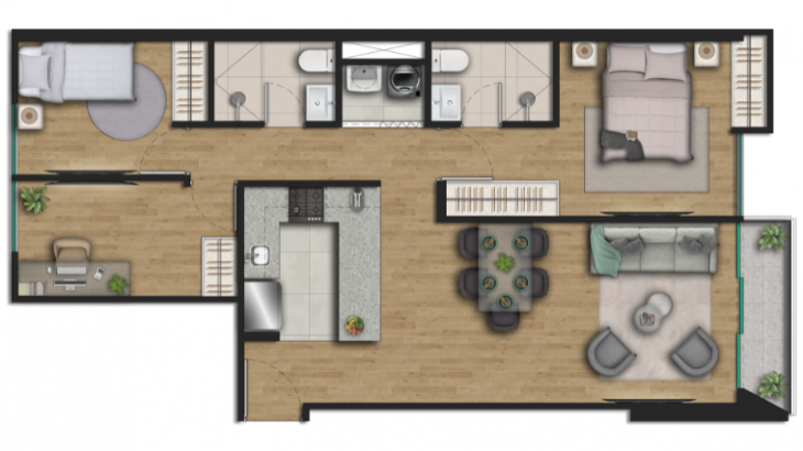 Plano del modelo TIPO 8' del proyecto Natural Urban en San Miguel