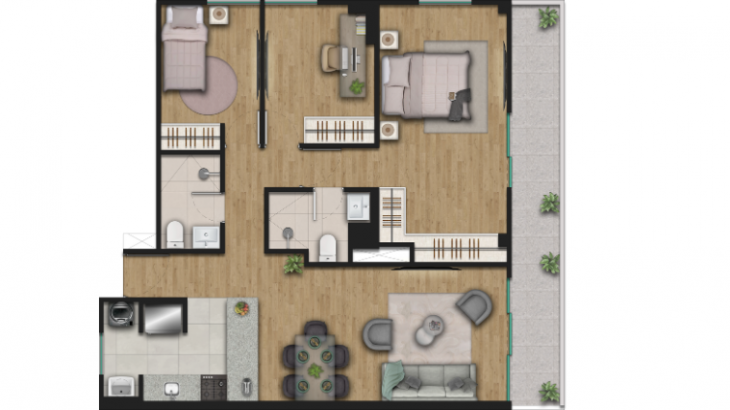 Plano del modelo TIPO 11' del proyecto Natural Urban en San Miguel