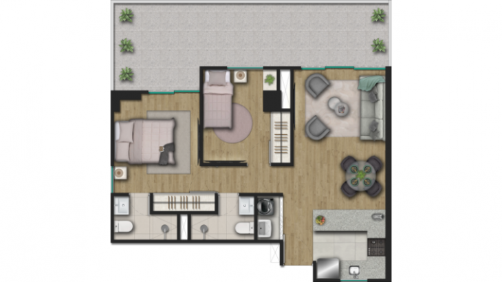 Plano del modelo TIPO 12' del proyecto Natural Urban en San Miguel