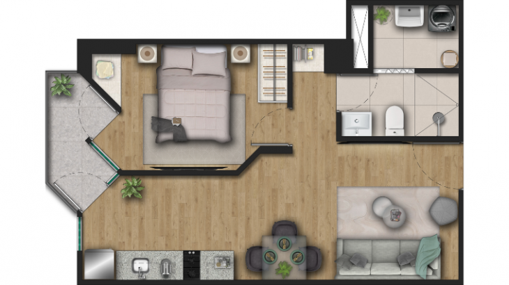 Plano del modelo TIPO 4 del proyecto Natural Urban en San Miguel