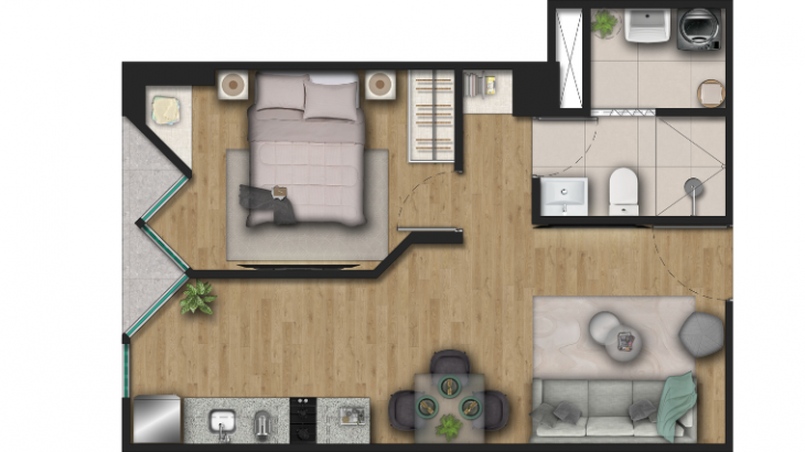 Plano del modelo TIPO 4' del proyecto Natural Urban en San Miguel