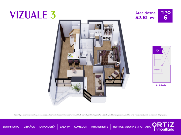 Plano del modelo X06 del proyecto Vizuale 3 en Lince