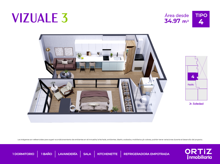 Plano del modelo X04 del proyecto Vizuale 3 en Lince