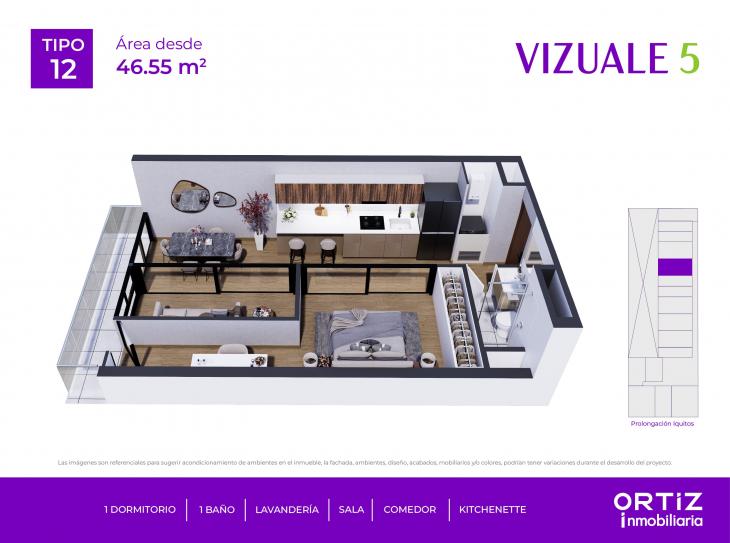Plano del modelo X12 del proyecto Vizuale 5 en Lince