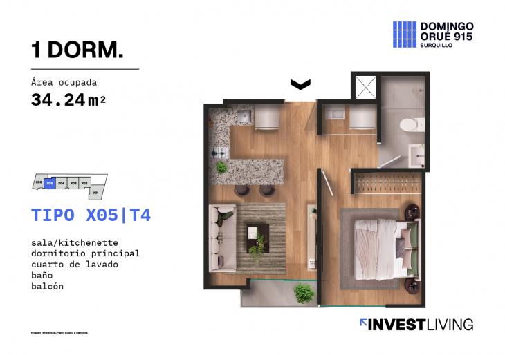 Plano del modelo X05 del proyecto DOMINGO ORUE 915 en Surquillo