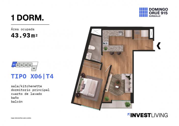 Plano del modelo X06 del proyecto DOMINGO ORUE 915 en Surquillo