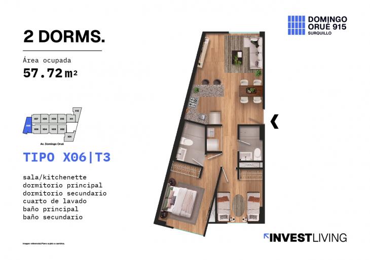 Plano del modelo X06 del proyecto DOMINGO ORUE 915 en Surquillo