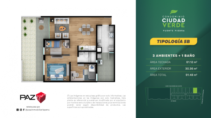 Plano del modelo 5B del proyecto Ciudad Verde en Puente Piedra