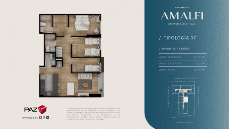 Plano del modelo 7 del proyecto Amalfi en San Miguel