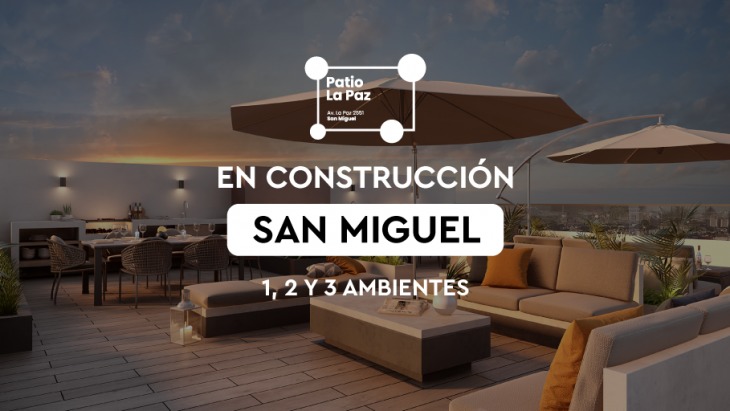 Fachada principal del proyecto Patio La Paz en San Miguel
