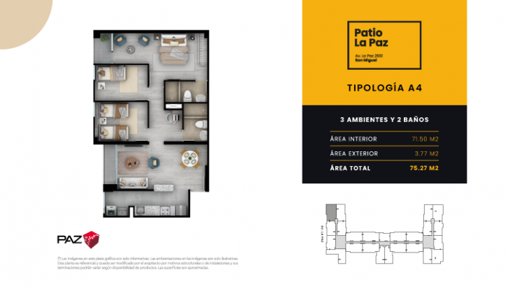 Plano del modelo A4 del proyecto Patio La Paz en San Miguel
