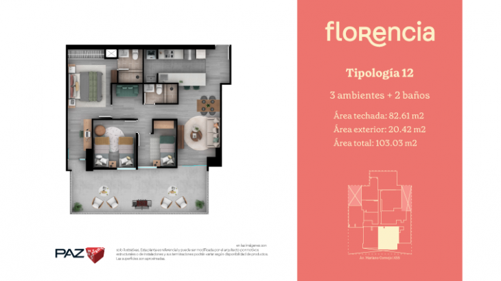 Plano del modelo 12 del proyecto Florencia en Pueblo Libre