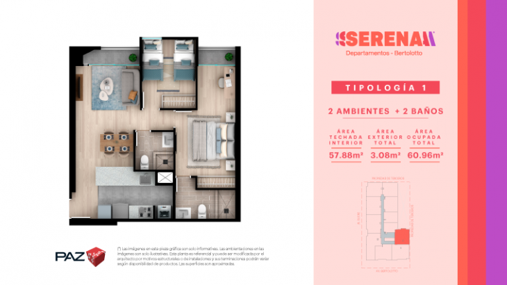 Plano del modelo 1 del proyecto Serena en San Miguel