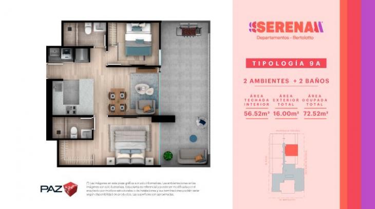 Plano del modelo 9A del proyecto Serena en San Miguel