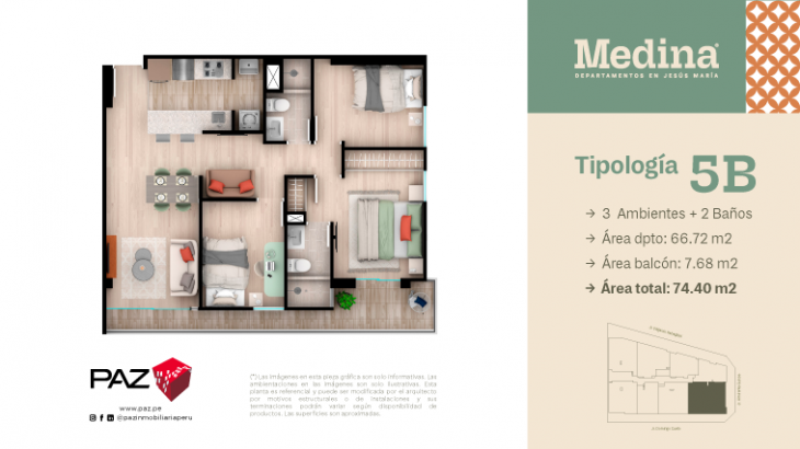 Plano del modelo 5B del proyecto MEDINA en Jesus Maria