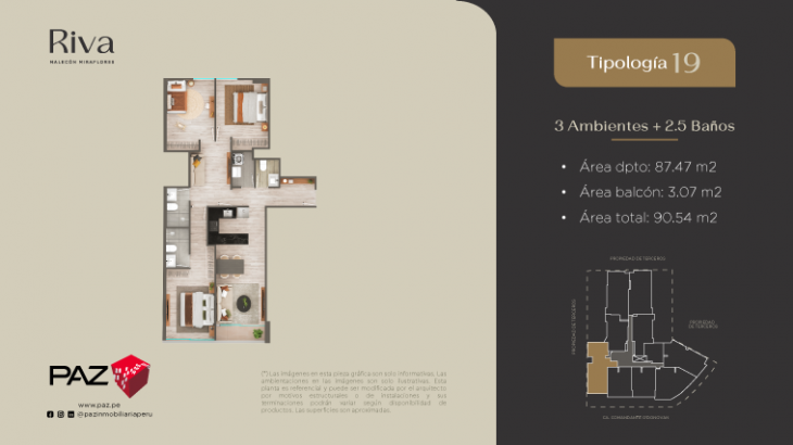 Plano del modelo 19 del proyecto Riva en Miraflores