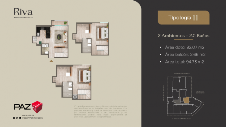 Plano del modelo 11 del proyecto Riva en Miraflores