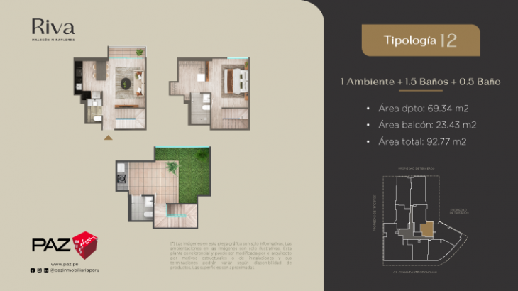 Plano del modelo 12 del proyecto Riva en Miraflores