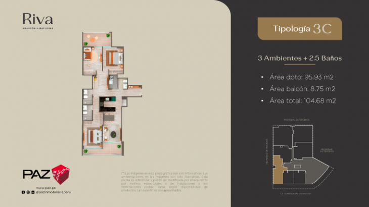 Plano del modelo 3C del proyecto Riva en Miraflores