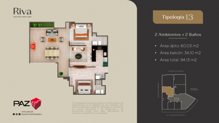 Plano del modelo 13 del proyecto Riva en Miraflores