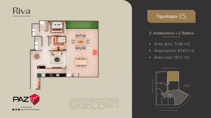 Plano del modelo 15 del proyecto Riva en Miraflores