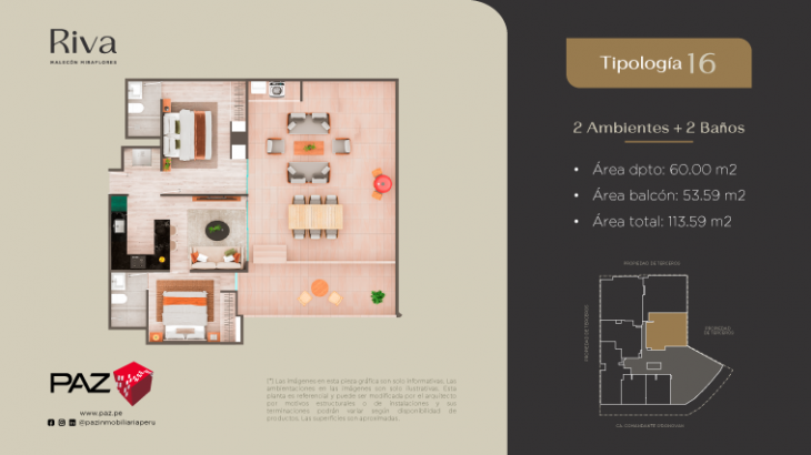 Plano del modelo 16 del proyecto Riva en Miraflores