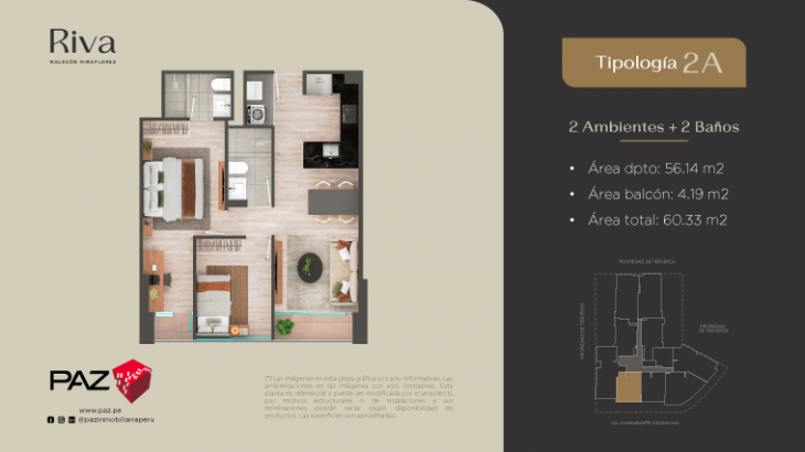 Plano del modelo 2A del proyecto Riva en Miraflores