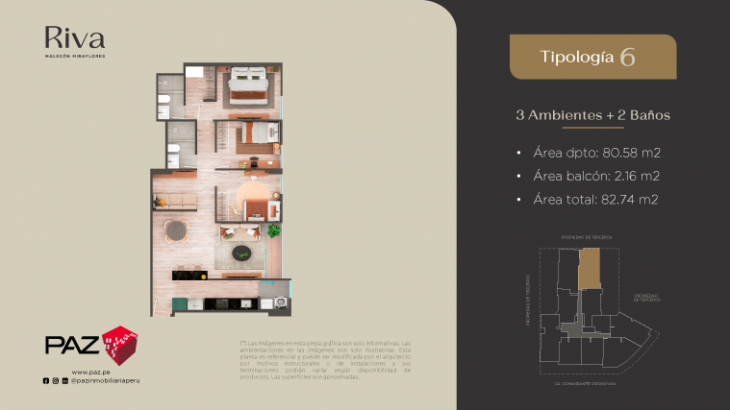 Plano del modelo 6 del proyecto Riva en Miraflores