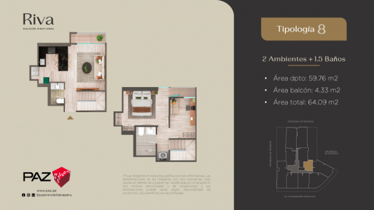 Plano del modelo 8 del proyecto Riva en Miraflores