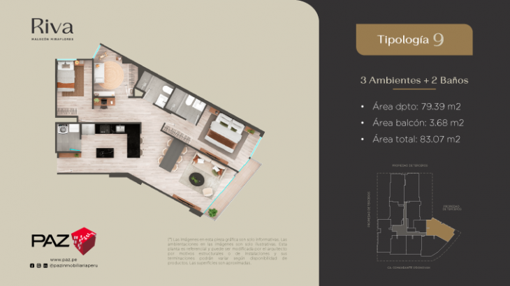 Plano del modelo 9 del proyecto Riva en Miraflores