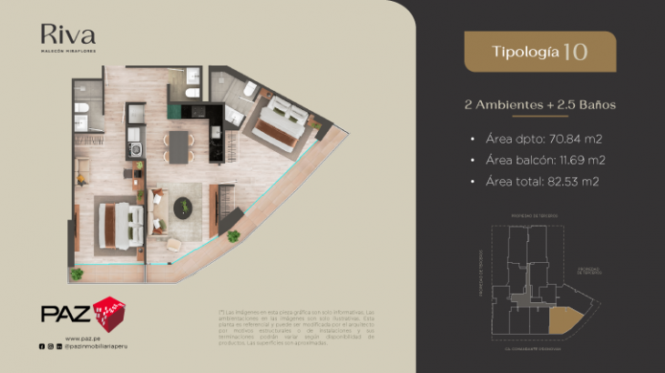 Plano del modelo 10 del proyecto Riva en Miraflores