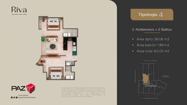 Plano del modelo 4 del proyecto Riva en Miraflores