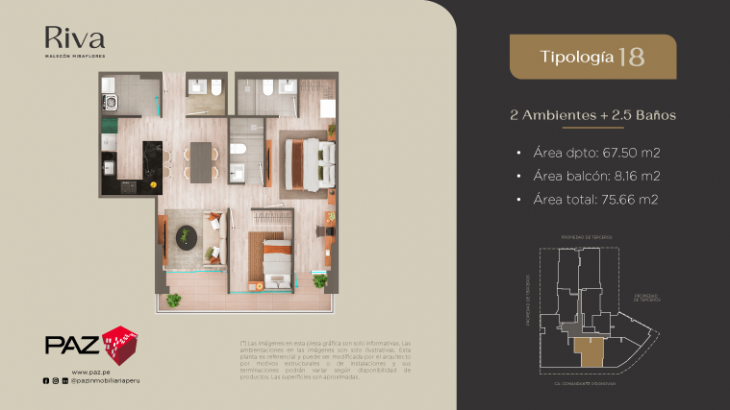 Plano del modelo 18 del proyecto Riva en Miraflores