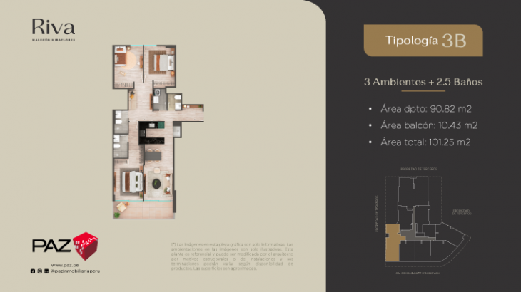 Plano del modelo 3B del proyecto Riva en Miraflores