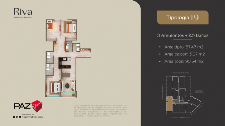 Plano del modelo 19 del proyecto Riva en Miraflores