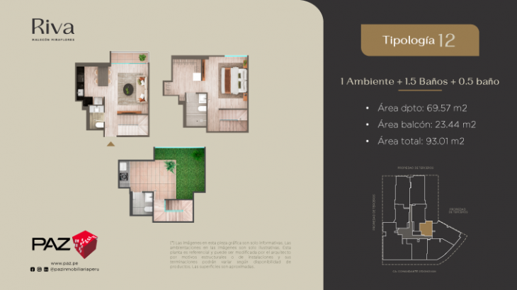 Plano del modelo 12 del proyecto Riva en Miraflores