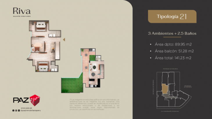 Plano del modelo 21 del proyecto Riva en Miraflores
