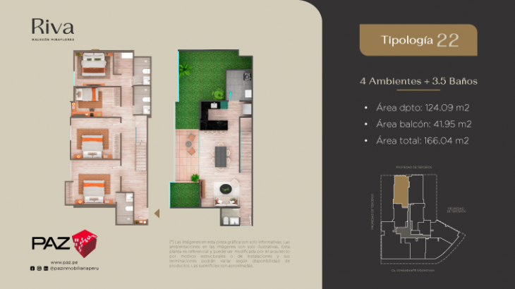 Plano del modelo 22 del proyecto Riva en Miraflores